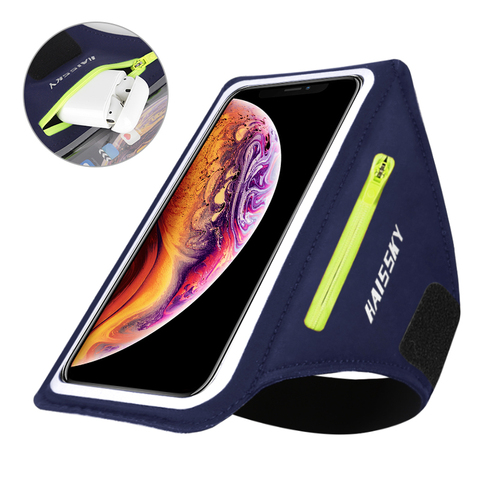 HAISSKY Running Sports Armbands Case iPhone 11 Pro Max 7 SE 2022 Xiaomi Nonslip Belt On Hand Phone Arm Band Bag For AirPods Pro ► Photo 1/6