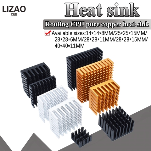 14*14*8mm Golden Black Aluminum Radiator IC Heat Sink Heat Sink 40 x 40 mm x 11 mm / 28 x 28 x 6 / 25 mm ► Photo 1/6
