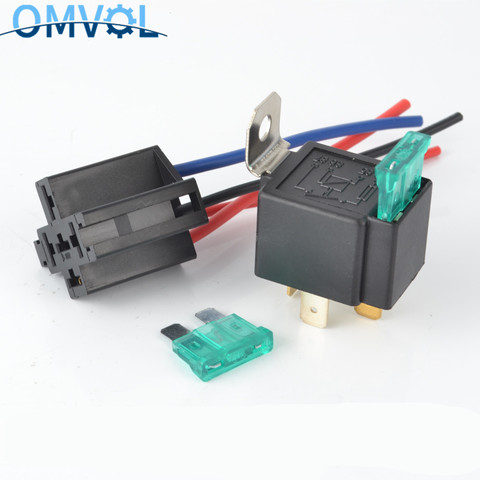1Set 30A DC12V Pre Wired 4 Pin Relay Mounting Base Auto Relay Socket Holder With 2pcs 30A Medium Fuse ► Photo 1/6