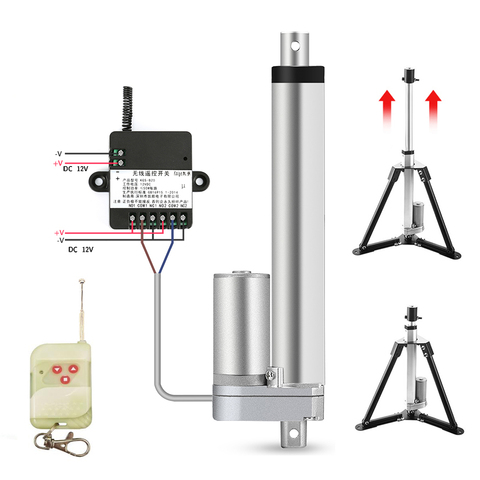 12V Linear Actuator + RF Remote Control Metal Gear Linear Motor 50mm 100mm 150mm 200mm 250mm Stroke Moving Distance 1500N 30W ► Photo 1/6