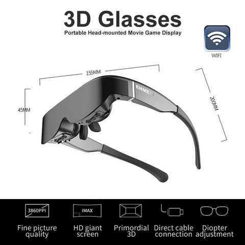 ENMESI Smart 3D Video Glasses Multiple Devices Vision Wide Screen Portable Head-mounted Movie Game Display Private Theater ► Photo 1/6