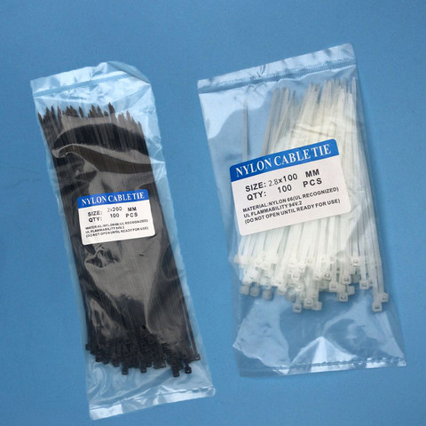 100Pcs width 2mm 3mm 2*100mm 3*200mm White Black Self-locking Plastic Nylon Cable Ties Wire Zip Tie ► Photo 1/6