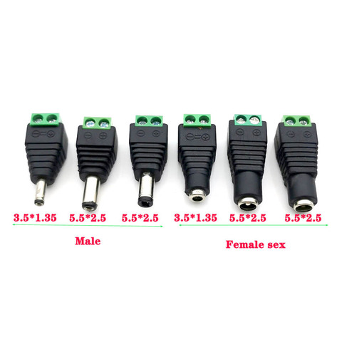 5pcs/lot Male Female DC Power  2.1mm x 5.5mm 2.5mm x 5.5mm 1.35mm x 3.5mm Needn't Welding DC Plug Adapter 12V 24V For CCTV ► Photo 1/6