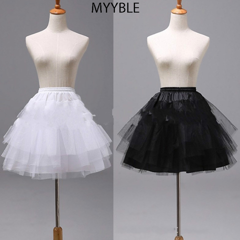 MYYBLE White or Black Short Petticoats 2022 Women A Line 3 Layers Underskirt For Wedding Dress jupon cerceau mariage ► Photo 1/6