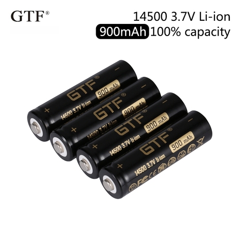 GTF 14500 3.7V 900mAh real capacity Li-Ion Rechargeable Battery for flashlight/remote control/toy point head 14500 3.7V battery ► Photo 1/6