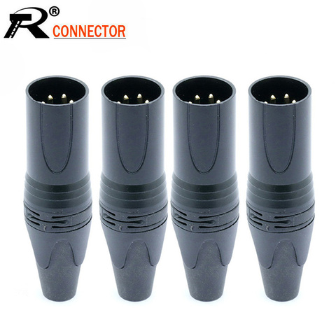 10pcs/lot 4 Pin XLR Male Plug MIC Cable Wire Connector Nickel Plated 4 Pole XLR Plug Microphone Jack Socket Black Wholesales ► Photo 1/6