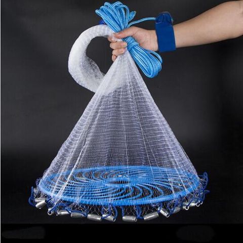 High strength multifilament line cast net 2.4-4.2M fishing  net small mesh american style throw network outdoor casting net ► Photo 1/6
