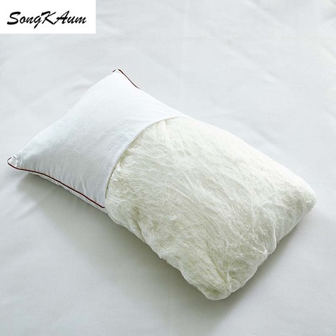 SongKAum Hand made 100% Mulberry Silk pillow Single household health care pillows 100% Cotton Satin jacquard Cover ► Photo 1/3