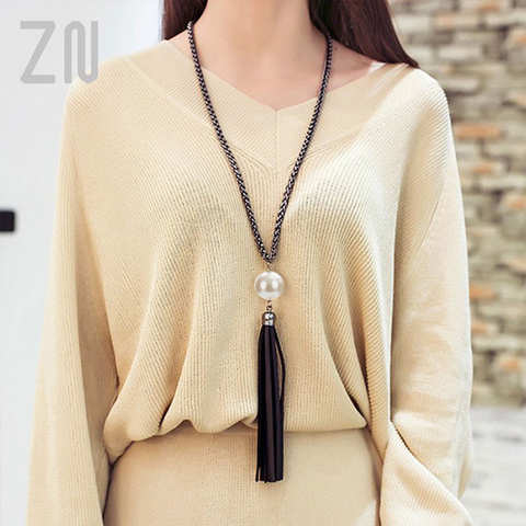 ZN 2022 NEW  Arrival Tassel Pendant Sweater Chain Long Beads Necklace For Women Girls Fashion Jewelry Gift ► Photo 1/5