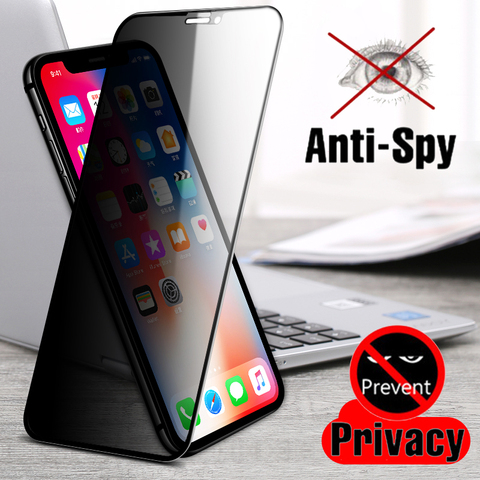 Anti Spy 9H Glare Peeping Screen Protector For iPhone 7 X XR XS Max Glass For iPhone 11 Pro 7 8 6 6S Plus 11 Max Tempered Glass ► Photo 1/6