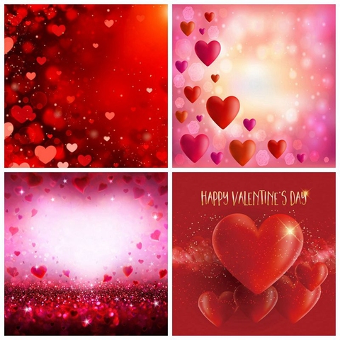 Red Pink Love Hearts Light Bokeh Valentine's Day Backdrop Wedding Photocall Photography Background For Photo Studio Photophone ► Photo 1/6