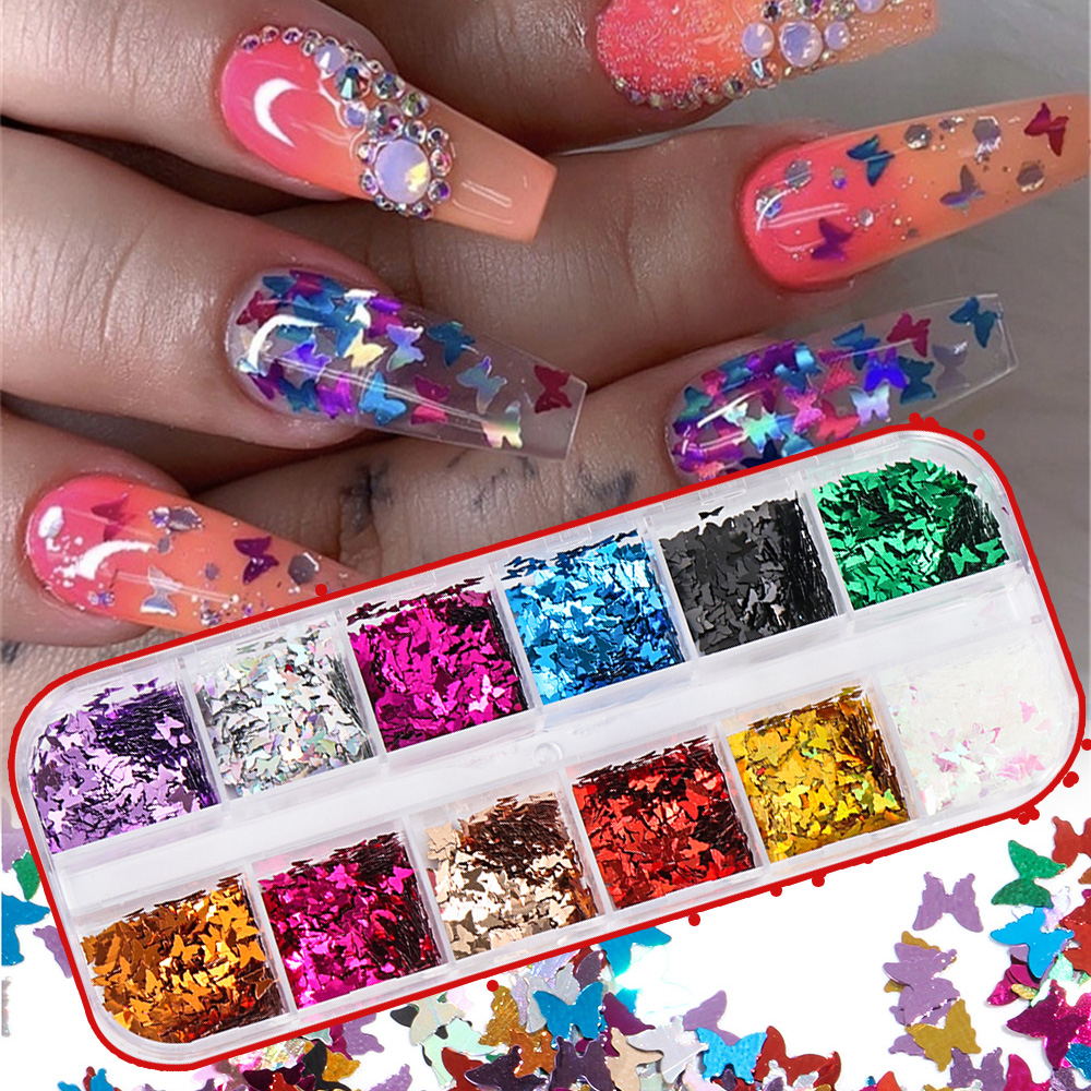 12Grids 3D Laser Glitter Butterfly Shape Nail Flakes Luminous Bow Tie  Sequin Nail Art Decorations Nail Glitter Sequins - Price history & Review |  AliExpress Seller - Unique World Store | Alitools.io
