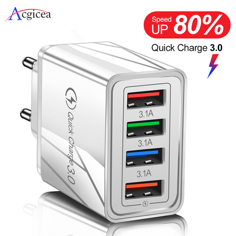 USB Charger Quick Charge 3.0 For Phone Adapter for iPhone XR Huawei Tablet Portable EU/US Plug Wall Mobile Charger Fast Charging ► Photo 1/6