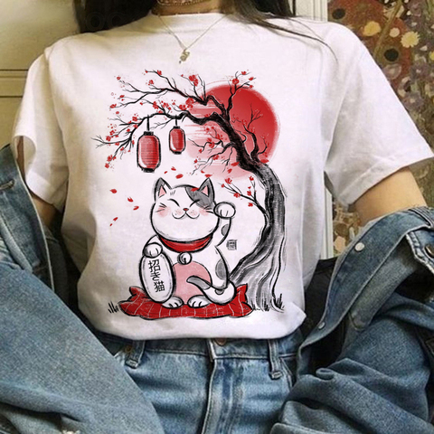 Summer Cute T Shirt Casual Women Fashion Tops Tshirt Graphic Japanese Style Ink painting Kawaii T-shirt Tees Women Tshirt Top Te ► Photo 1/6