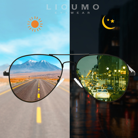 LIOUMO Pilot Sunglasses Polarized Men Photochromic Day Night Driving Glasses Women Chameleon Goggle UV400 lentes de sol hombre ► Photo 1/6