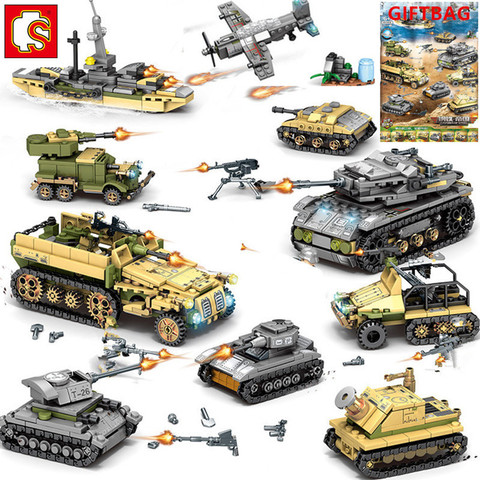 1061Pcs Military Technic Iron Empire Tank Building Blocks Set Weapon War Chariot Creator Army WW2 Soldiers Kids Toys Sembo Block ► Photo 1/6