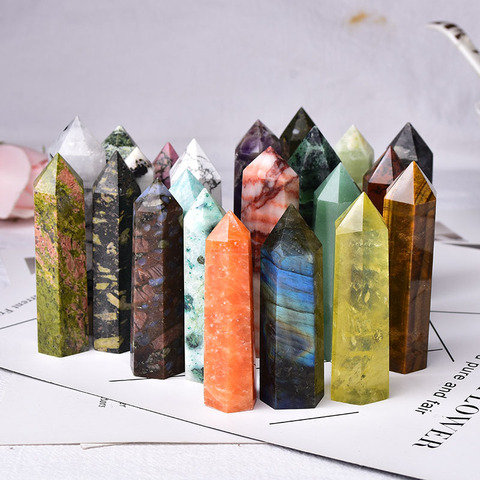 1PC Natural Stones Crystal Point 36 Color Tower Amethyst Rose Quartz Healing Stone Energy Ore Mineral Obelisk Home Ornaments ► Photo 1/6