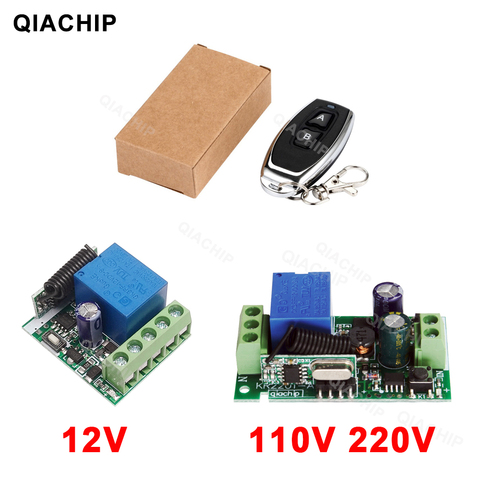 QIACHP 433Mhz Universal Wireless Remote Control Switch DC 12V 1CH Relay Receiver Module + RF Transmitter 433 Mhz Remote Controls ► Photo 1/6