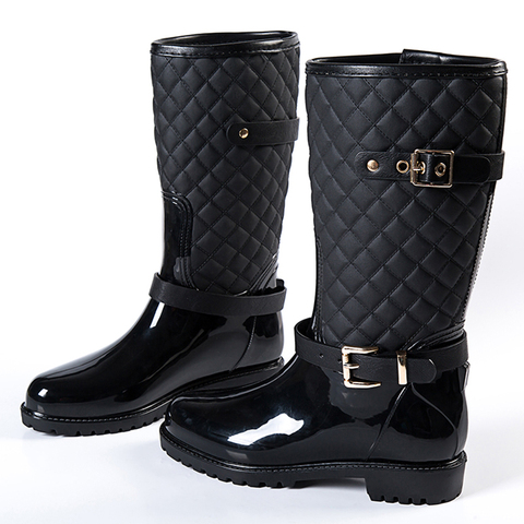 2022 fashion quality water rain shoes warm women's plaidlady rain boots in the rain boots ladys rainboots women boots shoes ► Photo 1/6
