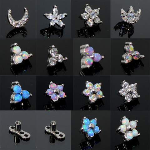 1pc G23 Titanium Micro Dermal Opal Gem Micro Dermal Anchor Crystal Top Dermal Piercings Surface Piercing 14G Body Jewelry ► Photo 1/6