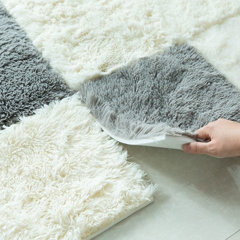 Plush Carpet Bedroom Splicing Square Thickened Floor Mat Living