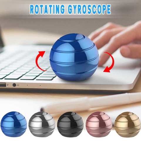 Desktop Decompression Rotating Spherical Gyroscope Metal Spinning Top Office Desk Fidget Finger Toys Office Pressure Relief Gift ► Photo 1/6