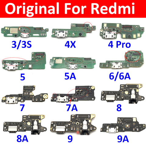 Original For Xiaomi redmi 3 3S 4 Pro 4X 5 5A 6 6A 7 7A 8 8A 9A USB Power Charging Connector Plug Dock Port Mic Flex Cable Board ► Photo 1/6