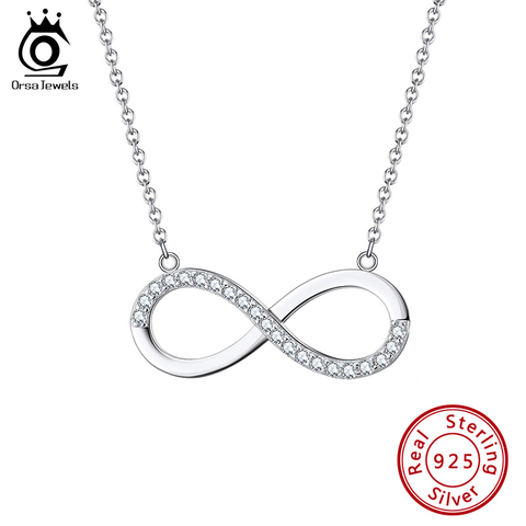 ORSA JEWELS 2022 AAA Brilliant Austrian CZ Infinity Pendant Silver Color Necklace for Women/Lover Fashion Jewelry Gift ON112 ► Photo 1/6