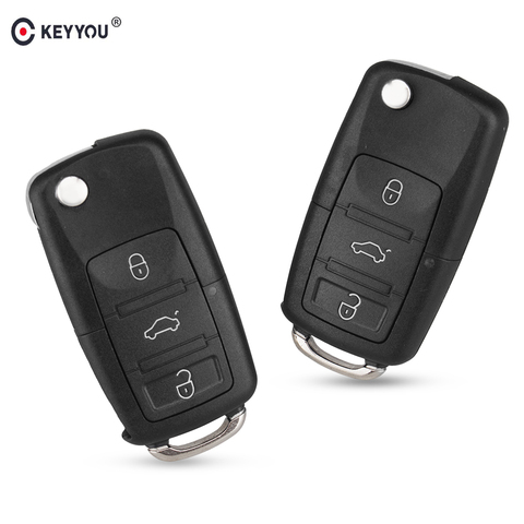 KEYYOU 2/3 Buttons Flip Key Shell For Volkswagen Vw Jetta Golf Passat Beetle Fabia Octavia Ibiza Fob Folding Remote Key Case ► Photo 1/6