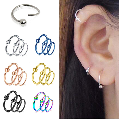 1-3PCS /Pack Surgical Steel Captive Bead Ring Ear Hoop Nose Ring Loop Ear Tragus Cartilalge Piercing Ring Body Jewelry Earring ► Photo 1/6