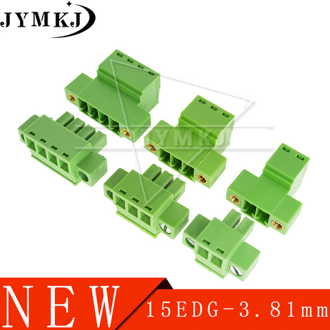 5Sets 15EDG 3.81 2/3/4/5/6/7/8/9 pin right angle screw terminal block connector 3.81MM pitch Plug + Pin Header Socket 2p 3p-24p ► Photo 1/6