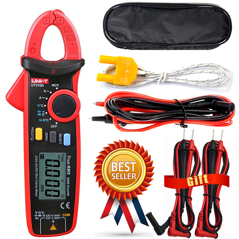 UNI-T UT210D Digital Clamp Meter Multimeter Handheld RMS AC/DC Resistanc With Temperature,Send Two Test Lines. ► Photo 1/5