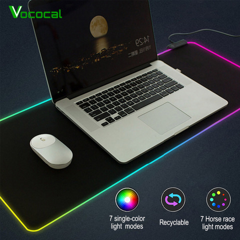 Vococal Large LED RGB Mouse Pad USB Wired Lighting Gaming Gamer Mousepad Mice Mat for Computer Overwatch Pubg alfombrilla raton ► Photo 1/6