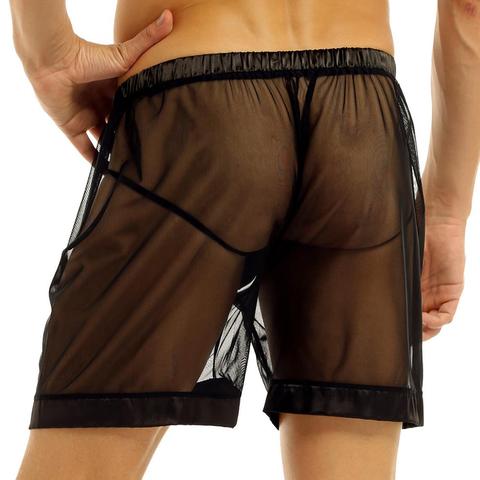 Mens Sexy Lingerie See-Through Mesh Slip Men Boxer Shorts Underwear Loose Lounge Hommes Gay Men Panties Underpants Nightwear ► Photo 1/6