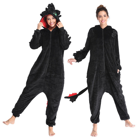 How to Train Your Dragon Toothless Anime Animal Onesie Cosplay Women Kids Train Your Night Fury Flannel Pajama E46762AC ► Photo 1/6