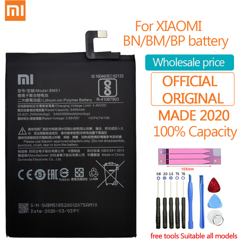 Original Xiao Mi Replacement Battery For Xiaomi Mi A3 Redmi Note Max 2 3 4 4X 4A 5 5A 5S 5X 6 6A 7 8 9T K20 Pro Plus batteries ► Photo 1/6