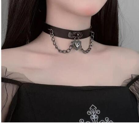 Emo Choker with Spikes Collar Women Man Leather Necklace Chain Jewelry on  The Neck Punk Choker Aesthetic Gothic Accessories