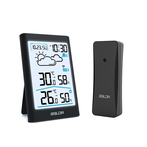 Baldr Digital Weather Station Indoor Outdoor Hygrometer Thermometer Wireless Weather Forecast Sensor Alarm Clock Date Backlight ► Photo 1/6