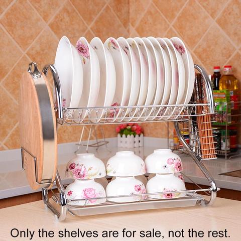 Double Layer Dish Drying Rack Shelf Holder Basket Cup Utensil Dryer Organizer Dish Rack Dishes Drying Drainer Kitchen Rack Shelf ► Photo 1/6