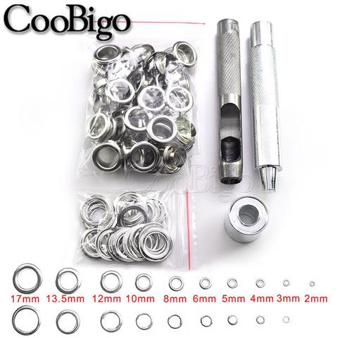 200set Silver Eyelet and Eyelet Punch Die Tool Set for Leathercraft Clothing Shoes Belt Bag Grommet Banner 2mm - 17mm ► Photo 1/6