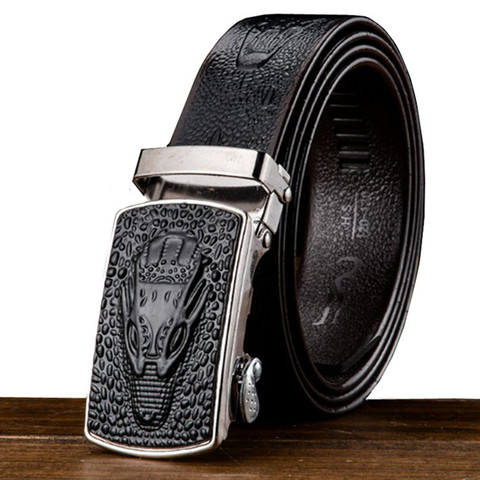 2022 Fashion New Men's Boutique Metal Automatic Buckle Belt / Men's Business Leather PU Belt ► Photo 1/5