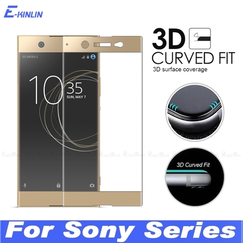 3D Curved Cover Screen Protector Tempered Glass For Sony Xperia XZ3 XZ Premium X XZ1 XZ2 Compact XA XA1 XA2 Ultra 1 5 8 10 Plus ► Photo 1/6