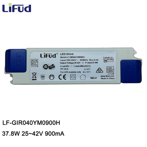 Lifud LED Driver 23-38W 900mA DC 25-42V AC220-240V LF-GIR040YM0900H Transformer LED Driver Panel for Class II LED Luminaire ► Photo 1/3