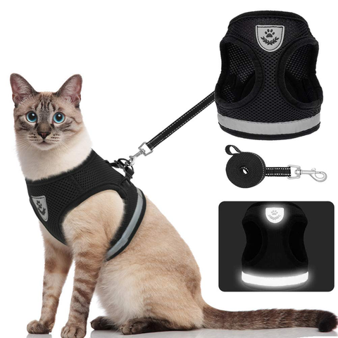 Breathable Cat Harness And Leash Escape Proof Pet Clothes Kitten Puppy Dogs Vest Adjustable Easy Control Reflective Cat Harness ► Photo 1/6