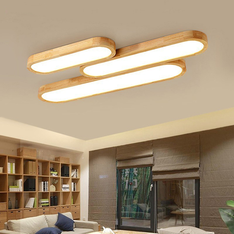 Remote control Ceiling Lights Wooden decorative ceiling lamps panels For Living Room Bedroom lamp deckenleuchten ► Photo 1/6