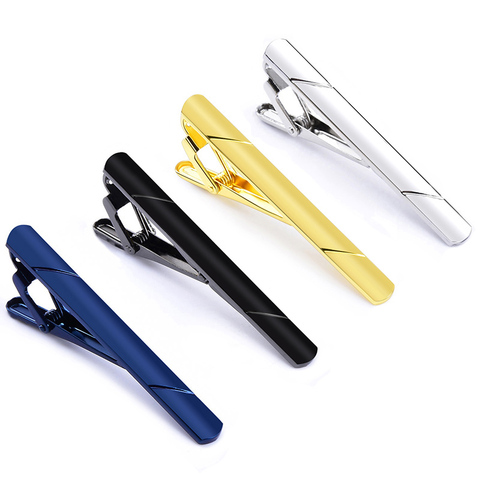 1 pcs Colourful Tie Clip For Men Metal Silver Gold Tone Simple Bar Clasp Practical Black Navy Blue Necktie Clasp ► Photo 1/6