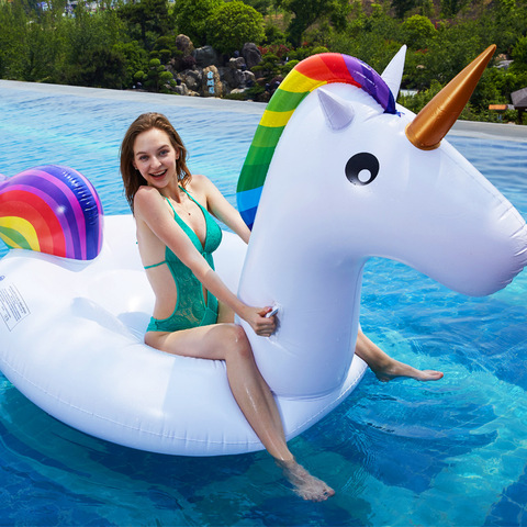 Rooxin Giant Unicorn Floating Pool Swimming Ring Air Mattress Inflatable Swimming Circle Pool Float Row Tube Water Party Toys ► Photo 1/6