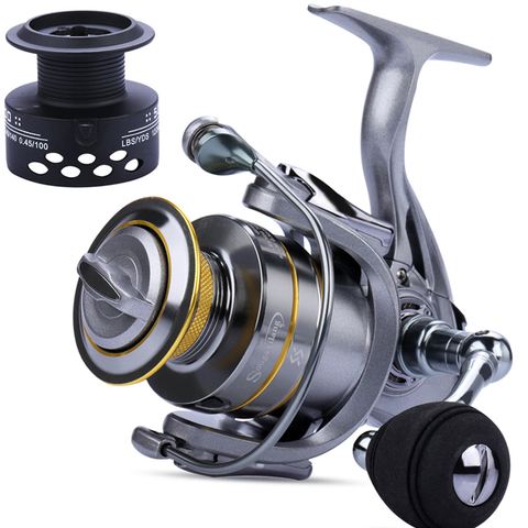 Sougayilang 1000-5000 top quality 13+1BB Double Spool Fishing Reel 5.5:1 high speed Gear Ratio  Spinning  Carp fishing reel ► Photo 1/6