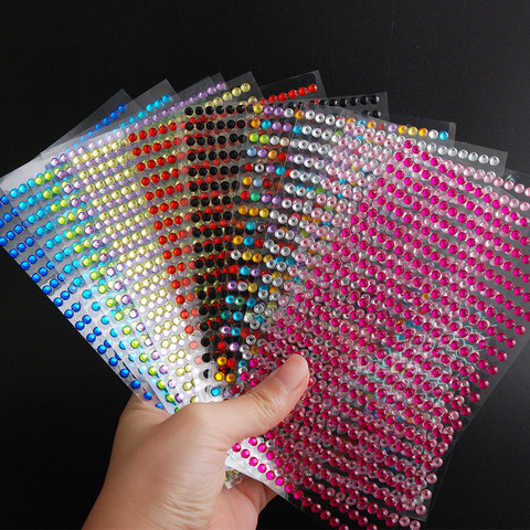 1 Sheet 3/4/5/6mm Rhinestone Stickers Self Adhesive Crystal Beads