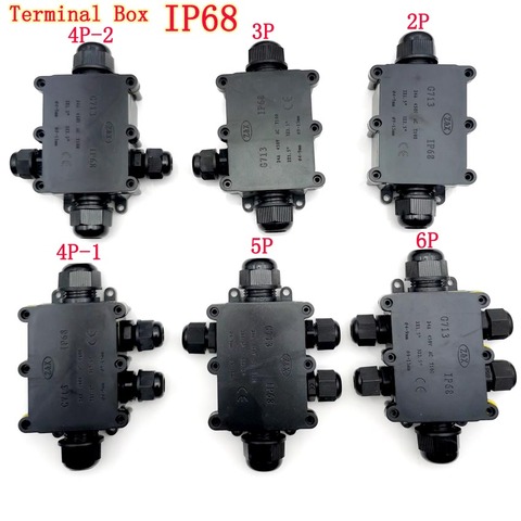 1pc Black Junction Box 2 3 4 5 Way Waterproof Electrical Junction Box For Outdoor Lighting Cable protection Connector Wire IP68 ► Photo 1/6